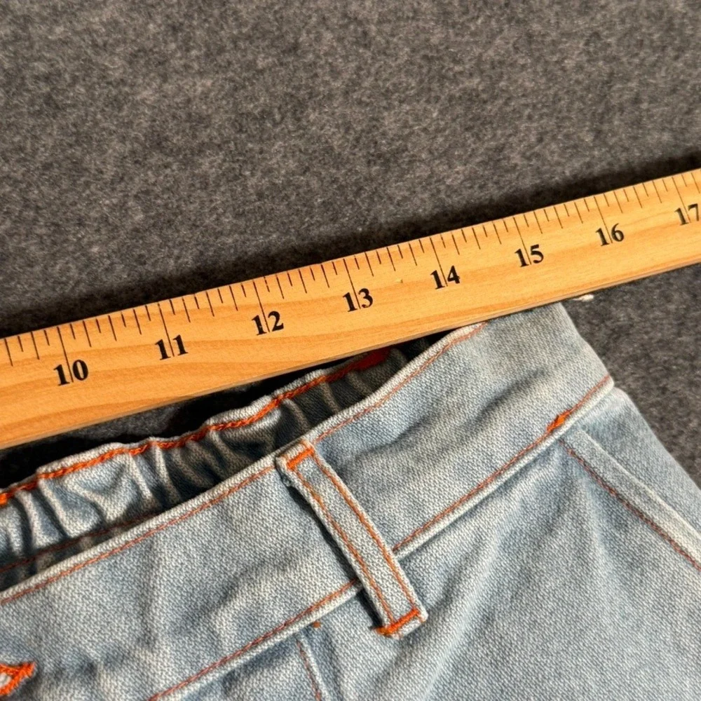 Denim‎ Trousers by Big Press Light Wash Pleated Wide Leg Jeans Womens Medium